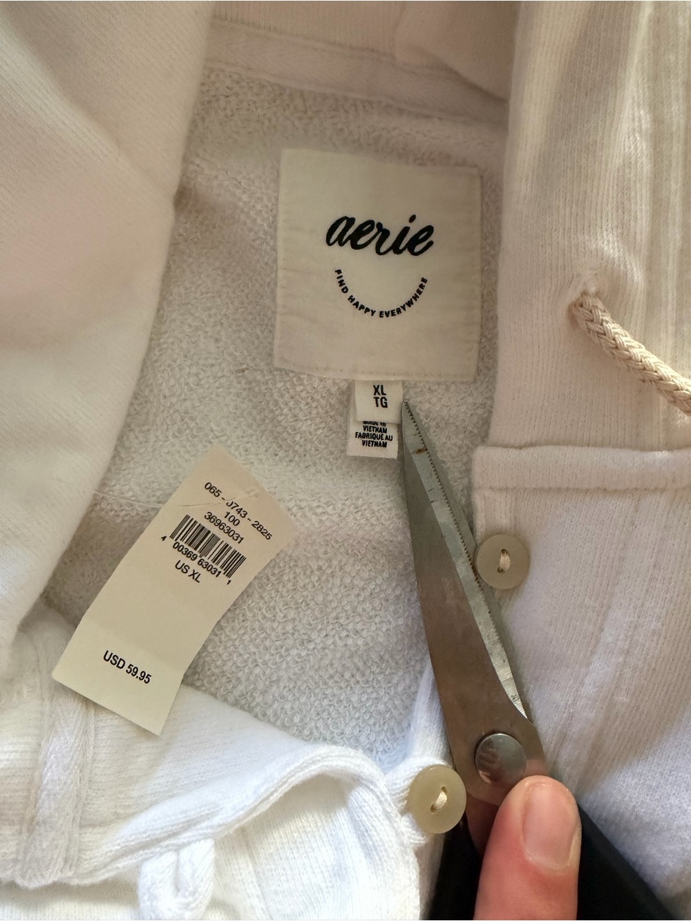 Aerie White Henley Sweatshirt Buttons Oversized Size Xl NWT - Picture 6 of 9